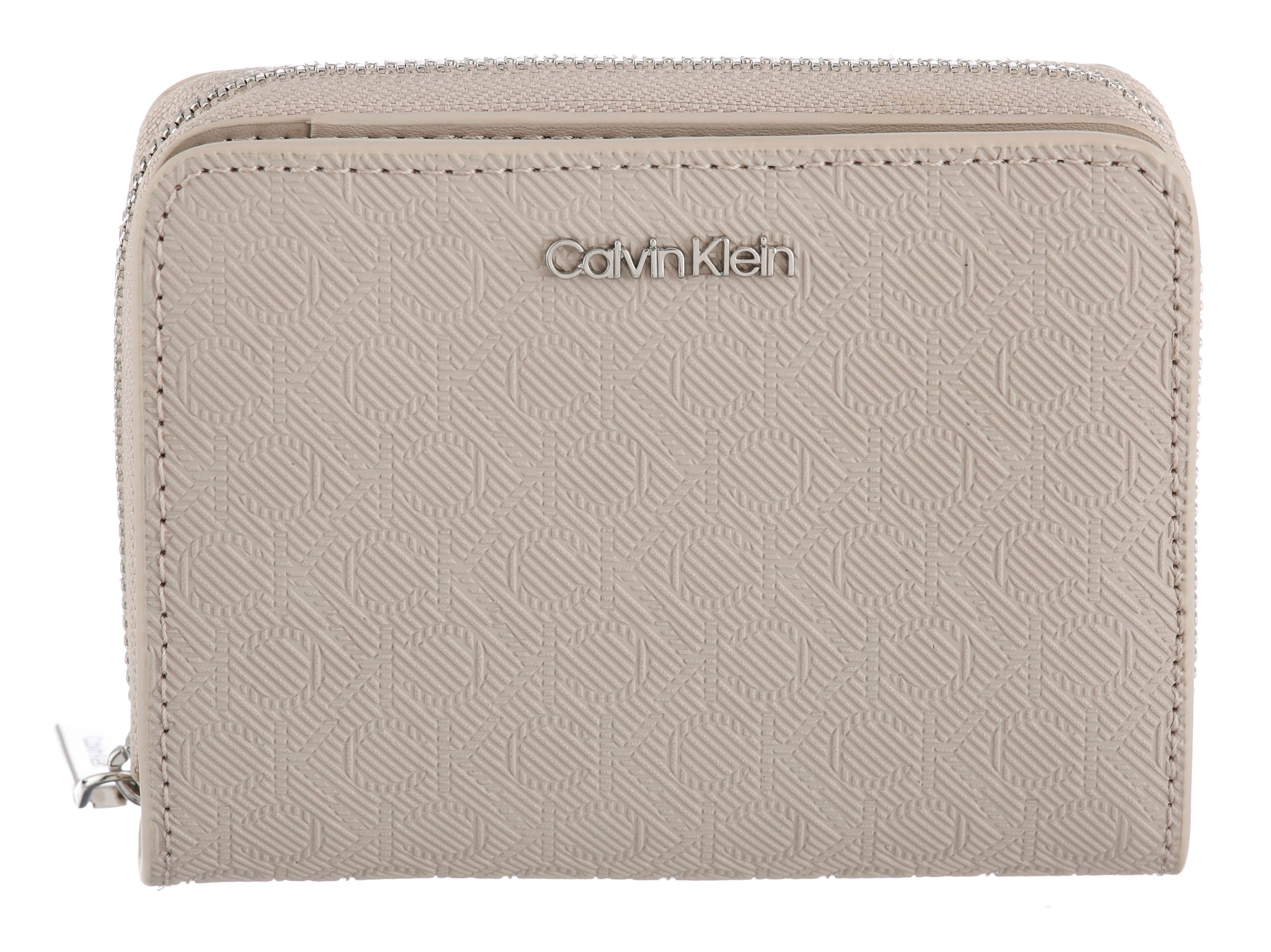 Calvin Klein Geldbörse "CK MUST AOP MD ZIP AROUND W FLAP" Damen Geldbeutel, Portemonnaie mit Monogramm-Logomuster