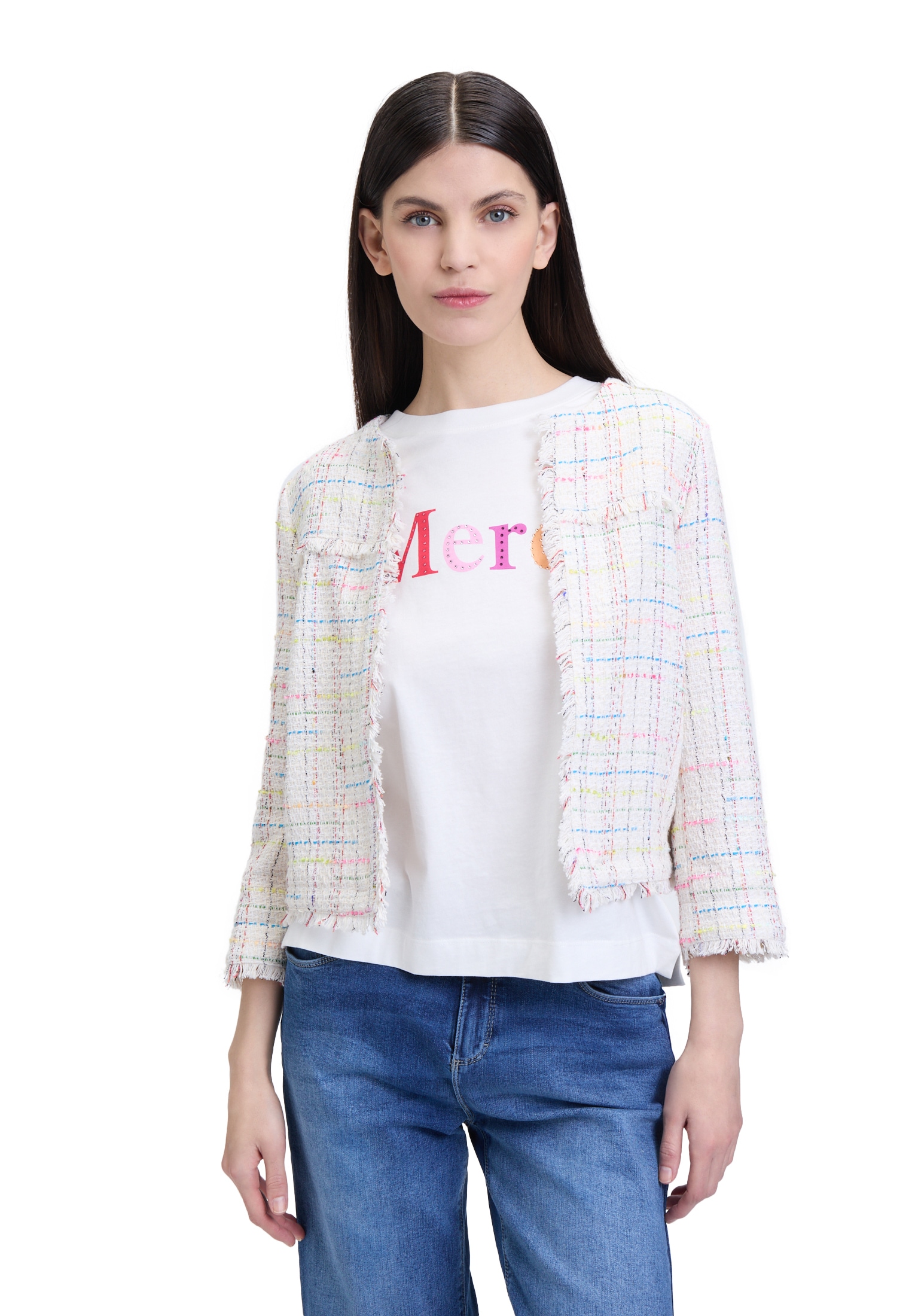 Cartoon Jackenblazer "Damen Tweedblazer mit Fransen" Fransen