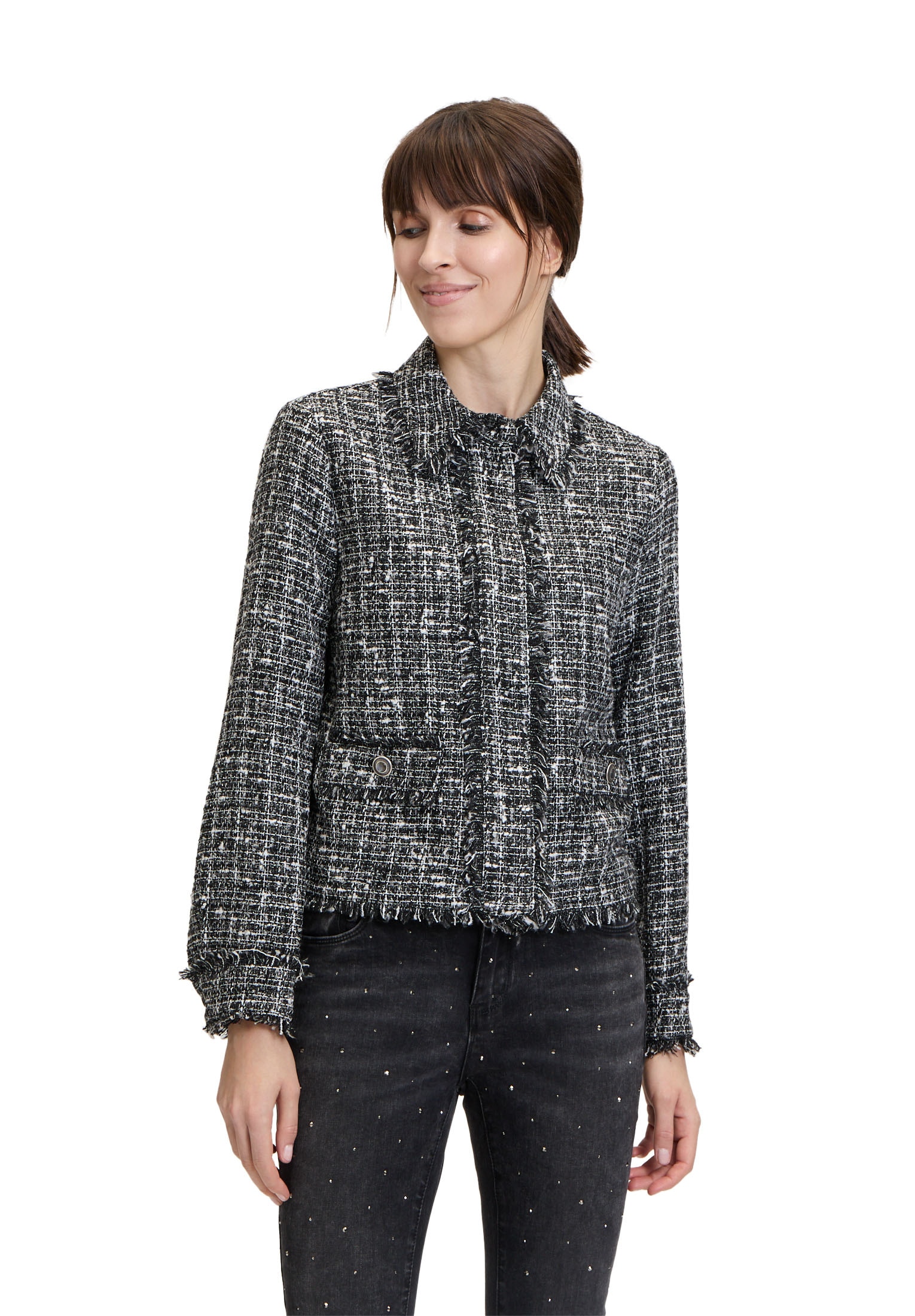 Cartoon Jackenblazer "Damen Tweedblazer mit Fransen" Material