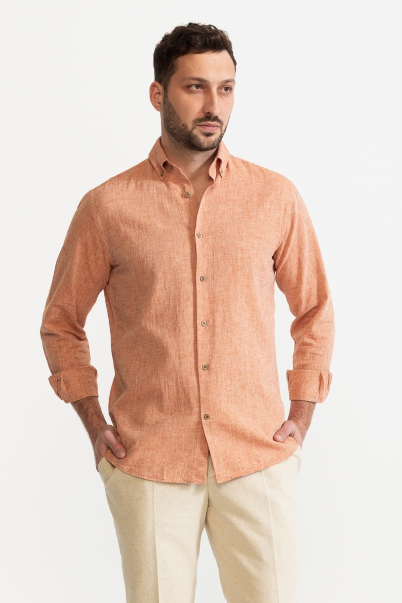 De IONESCU Herren vegan Hemd Godeanu Hellrosa