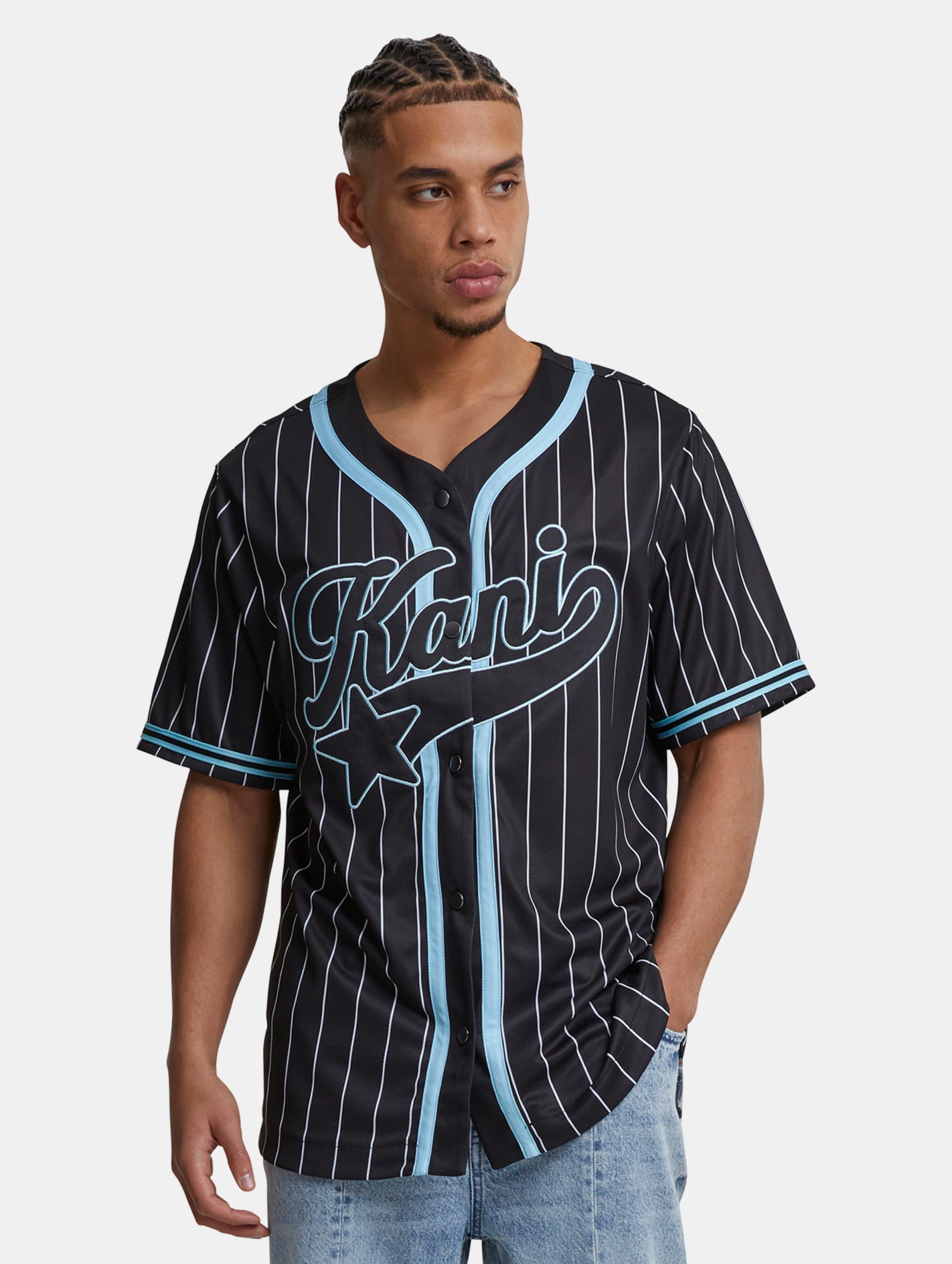 Karl Kani Star Logo Pinstripe Baseball Hemd