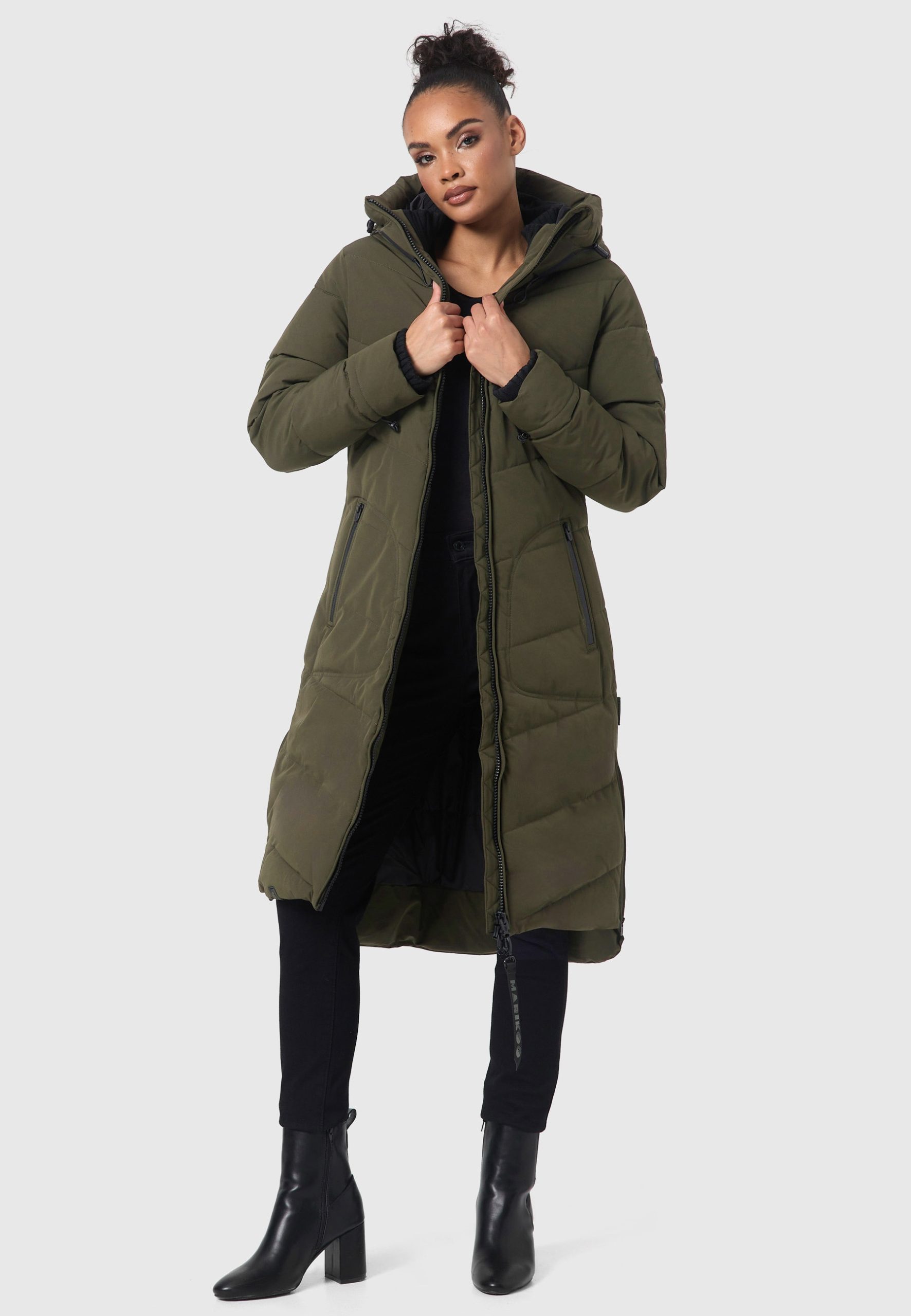 Marikoo Winterjacke "Benikoo" mit Kapuze langer Winter Mantel gesteppt