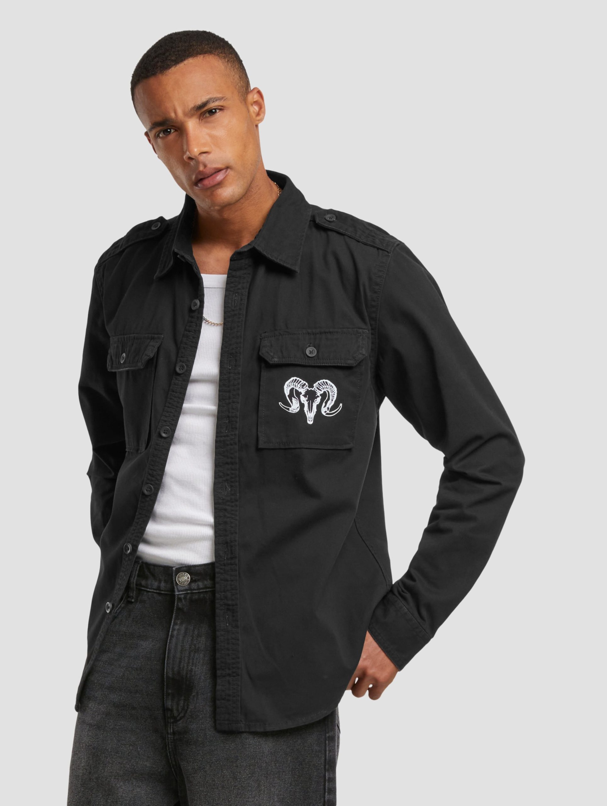 Mister Tee Capricorn Skull Shirt Longsleeve Hemd