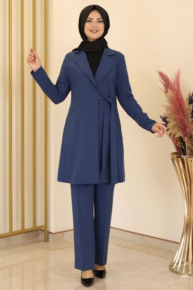 Modavitrini Hosenanzug Damen Zweiteiler - Langarm Long-Sakko mit Hose - Modest Fashion