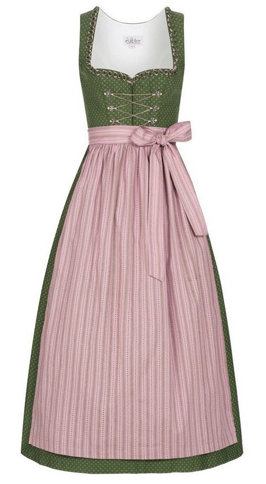 Nübler Dirndl Dirndl lang Thea in Oliv von Nübler (Dirndl Set lang THEA, 2-tlg., Dirndl Kleid mit Schürze) Moderne Tracht im bayerischen Stil - Trachtenmode Damen