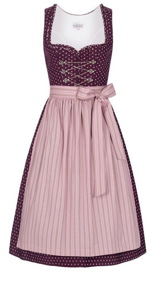 Nübler Dirndl Dirndl midi Thea in Weinrot von Nübler (Dirndl Set midi THEA, 2-tlg., Dirndl Kleid mit Schürze) Moderne Tracht im bayerischen Stil - Trachtenmode Damen