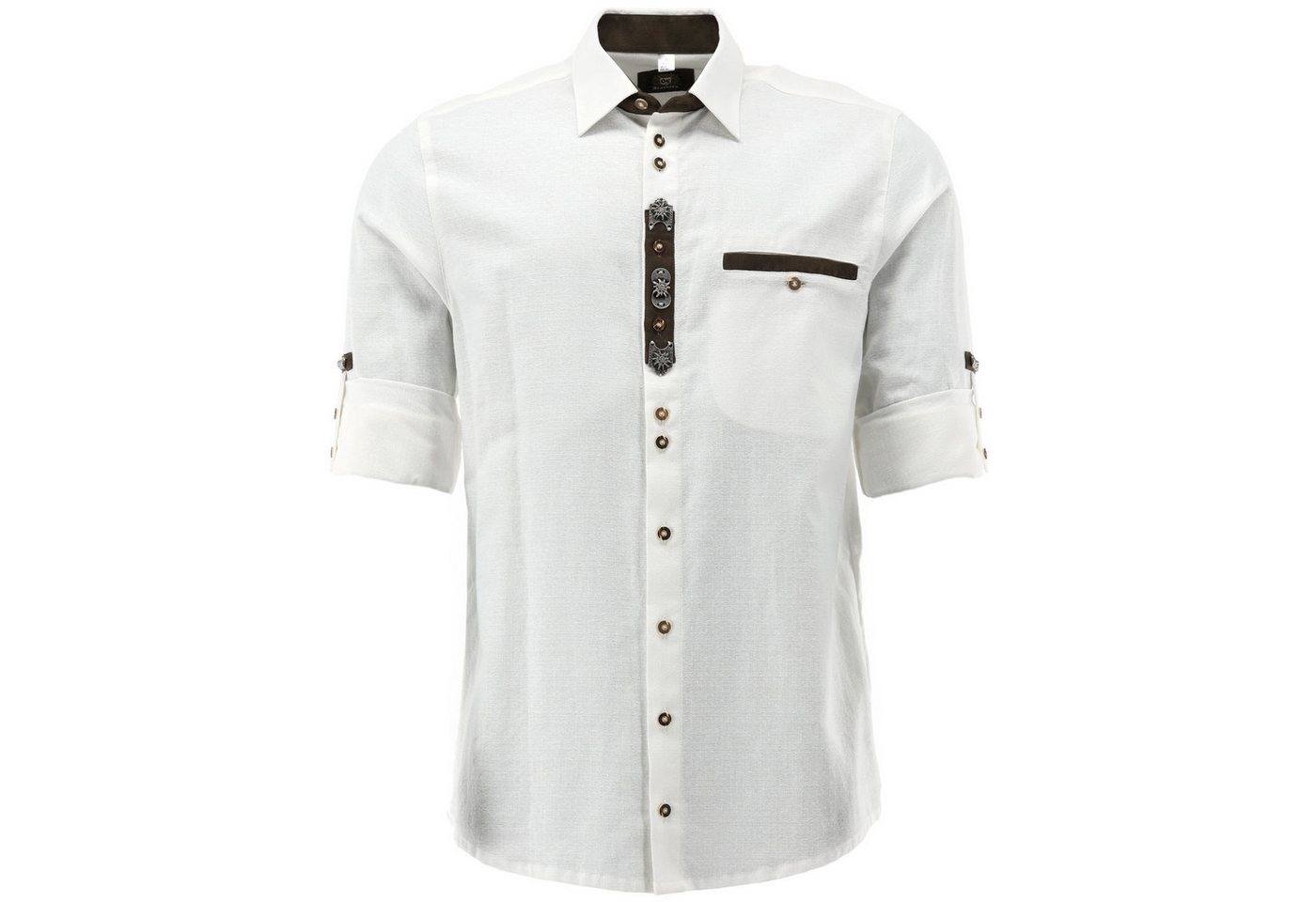 OS Trachten Outdoorhemd Trachtenhemd "Zierteile" weiß Herren Oktoberfest/Wiesn von Oefele Jagd