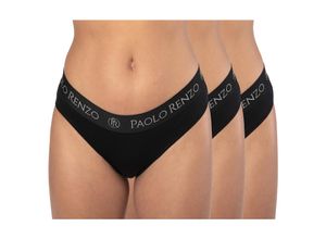 Paolo Renzo® Damen Baumwoll Slip SPORT LINE 3 Paar - Größe S - Schwarz