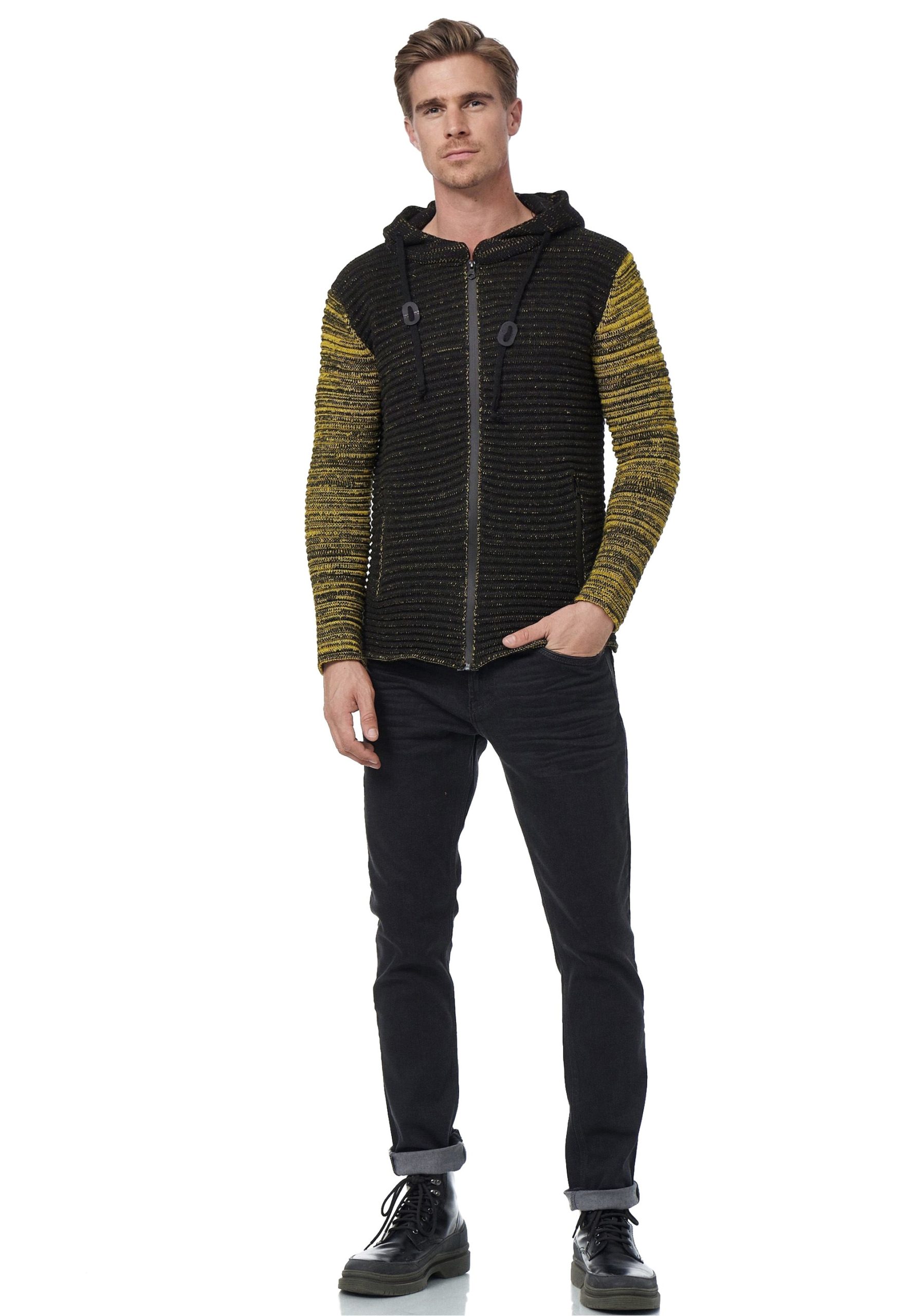 Rusty Neal Strickjacke mit kuscheliger Kapuze