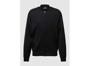 Strickjacke aus Schurwolle mit kleinem Stehkragen