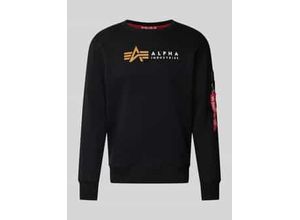 Sweatshirt mit Label-Print und Reißverschlusstasche