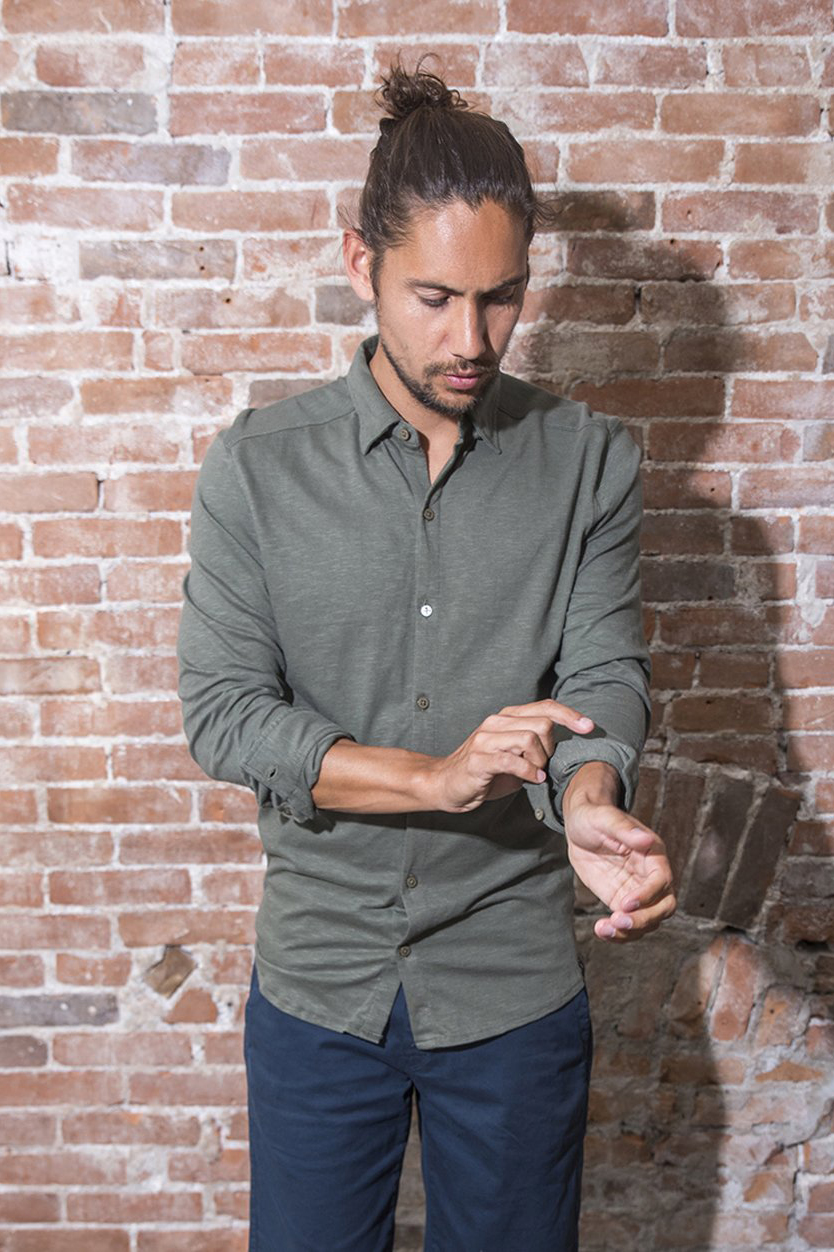 The Driftwood Tales Herren vegan Hemd - ArmeegrÃ¼n