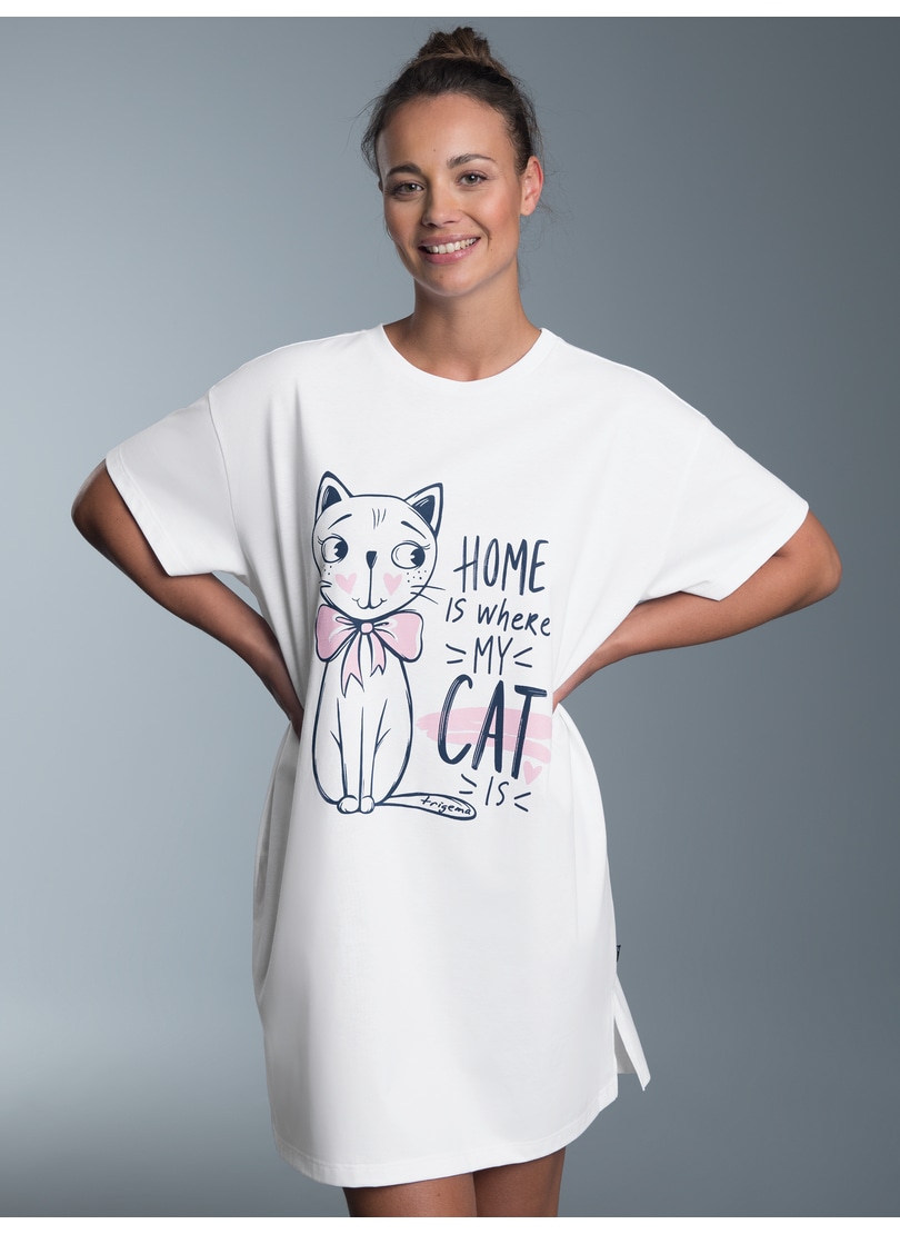 Trigema Pyjama "TRIGEMA Bigshirt mit süßem Katzen-Printmotiv" 1 Stk. tlg.