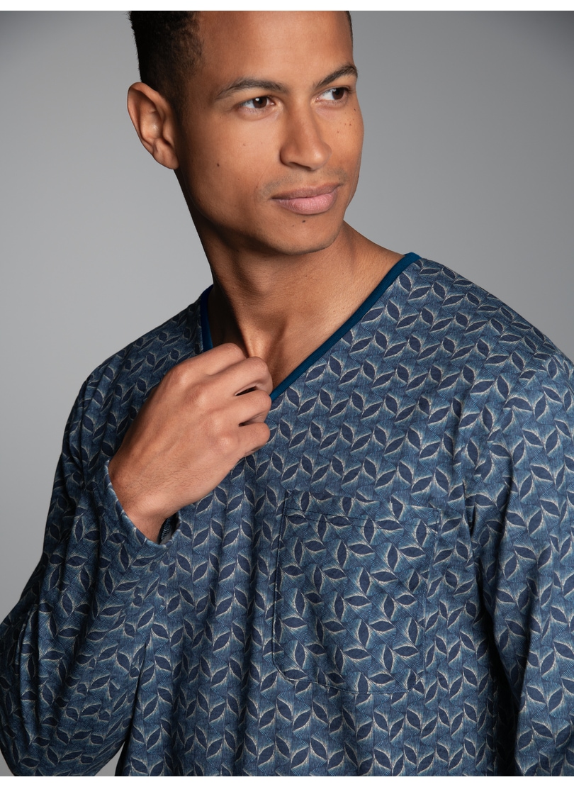 Trigema Schlafanzug "TRIGEMA Pyjama-Oberteil mit Allover-Blätter-Print" 1 Stk. tlg.