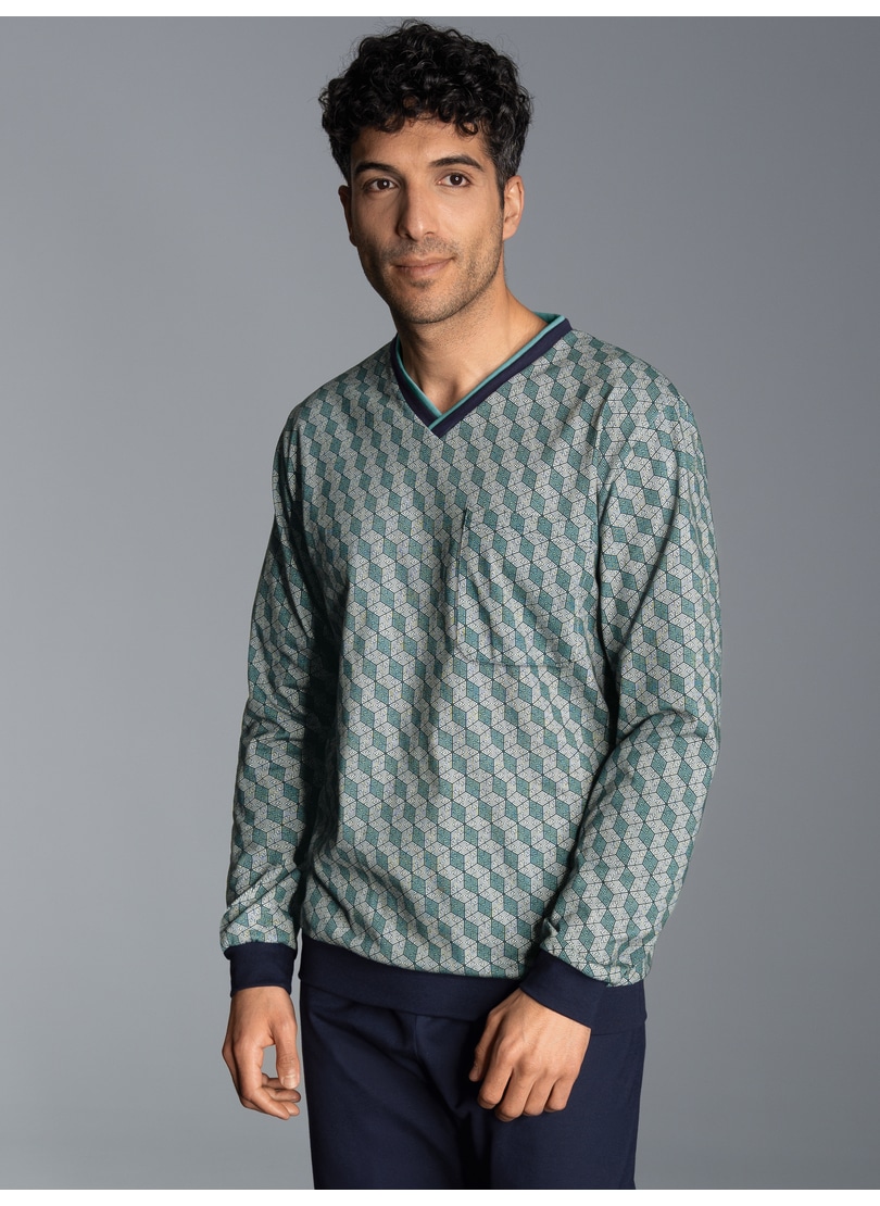 Trigema Schlafanzug "TRIGEMA Pyjama-Oberteil mit Allover-Print" 1 Stk. tlg.