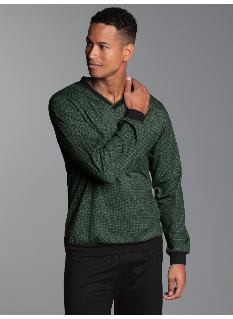 Trigema Schlafanzug "TRIGEMA Pyjama-Oberteil mit Allover-Retro-Print" 1 Stk. tlg.