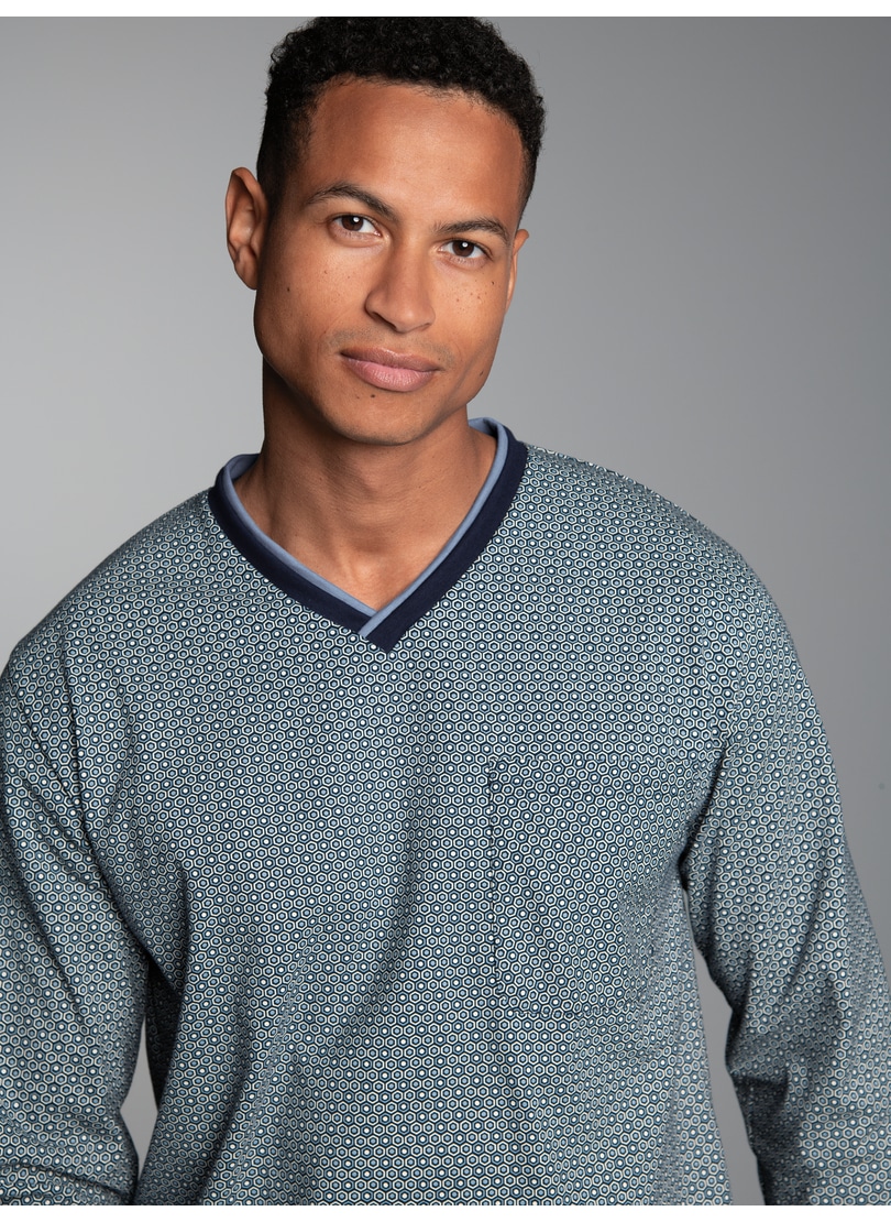 Trigema Schlafanzug "TRIGEMA Pyjama-Oberteil mit Allover-Retro-Print" 1 Stk. tlg.