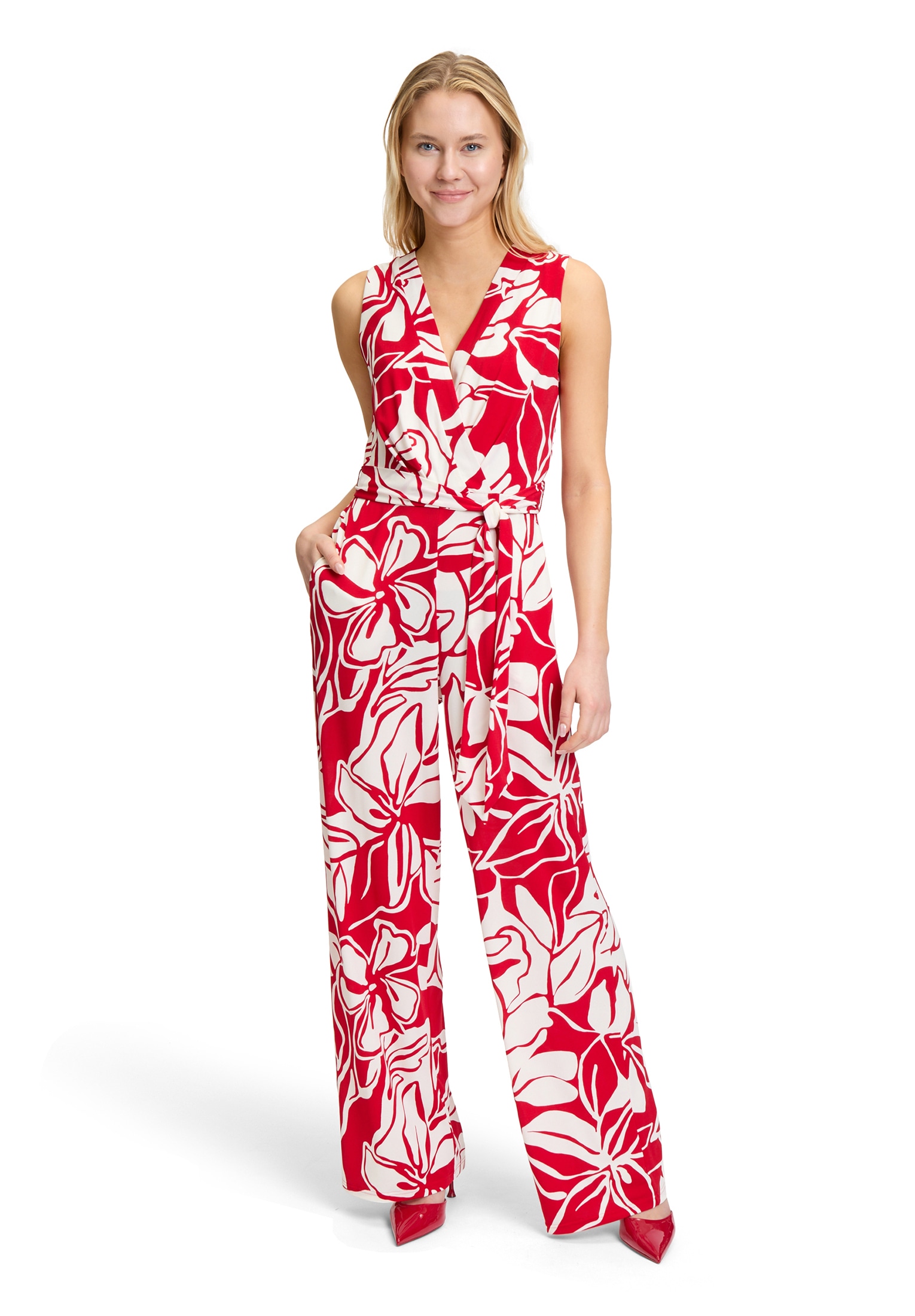 Vera Mont Overall "Damen Jumpsuit mit Bindegürtel" 1 Stk. tlg. Druck