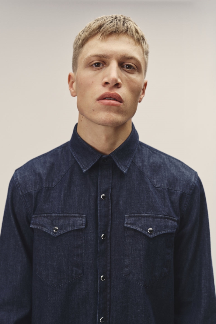 WOTE Herren vegan Denim Hemd Darkindigo