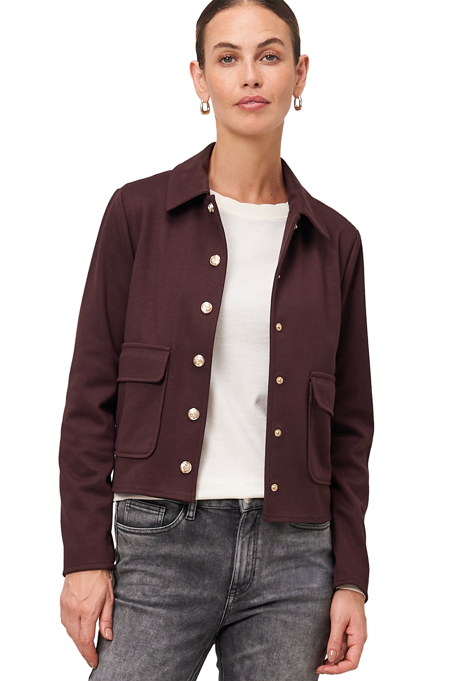 Zero Jackenblazer "Damen Twill-Blazer mit Klappentaschen" Knopfleiste