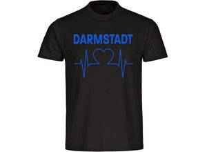 multifanshop Herren T-Shirt - Darmstadt - Herzschlag - Druck blau - Männer