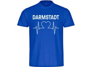 multifanshop Herren T-Shirt - Darmstadt - Herzschlag - Druck weiß - Männer