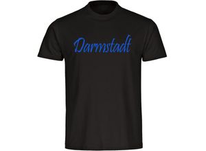 multifanshop Herren T-Shirt - Darmstadt - Schriftzug - Druck blau - Männer
