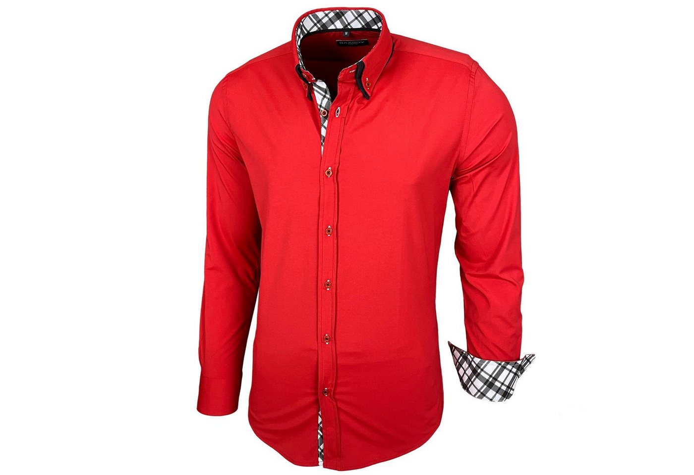 Baxboy Langarmhemd Baxboy Herren Hemd Kentkragen Hemden Slim Fit Anzug Kontrasten B 507