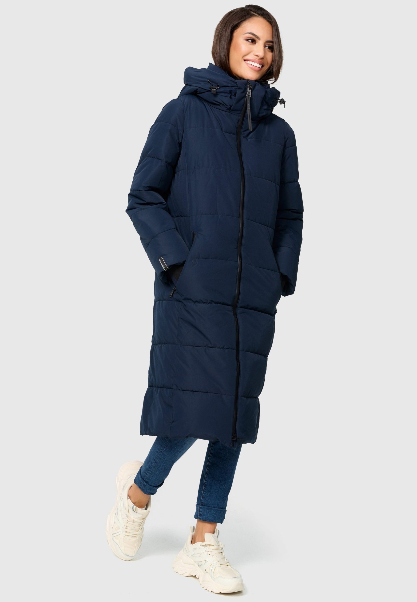 Marikoo Steppjacke "Zuraraa XVI" mit Kapuze langer Winter Mantel gesteppt