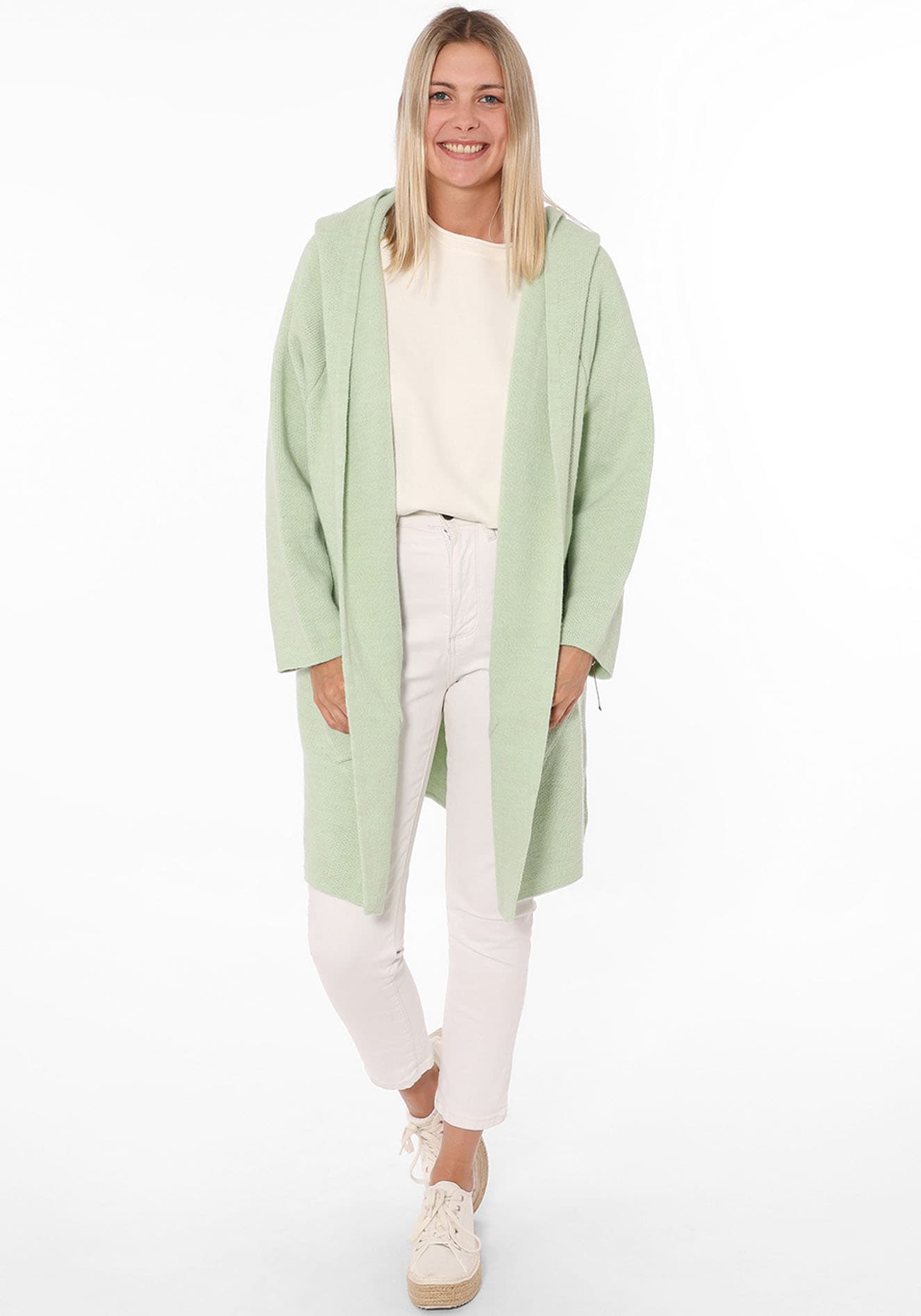 Zwillingsherz Strickjacke Langarm, bequem, Taschen, One Size, ohne Verschluss, Kapuze