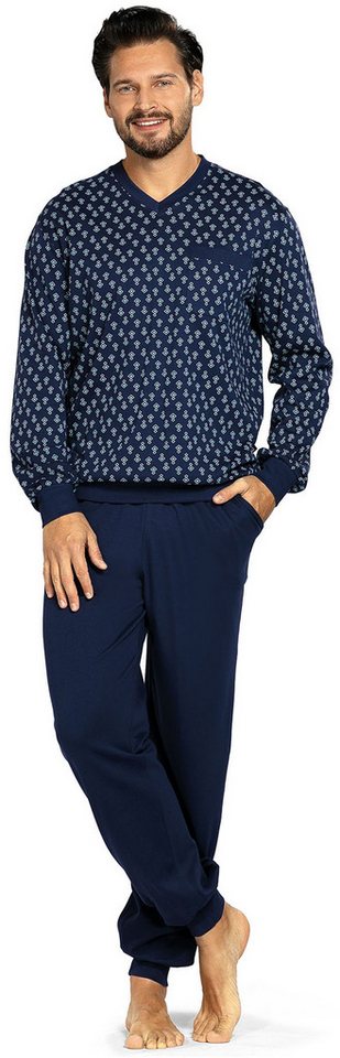 Comte Schlafanzug Gentle Frost (Set, 2 tlg., 2-teilig) Herren Pyjama lang Langarm Interlock Baumwolle große Größen