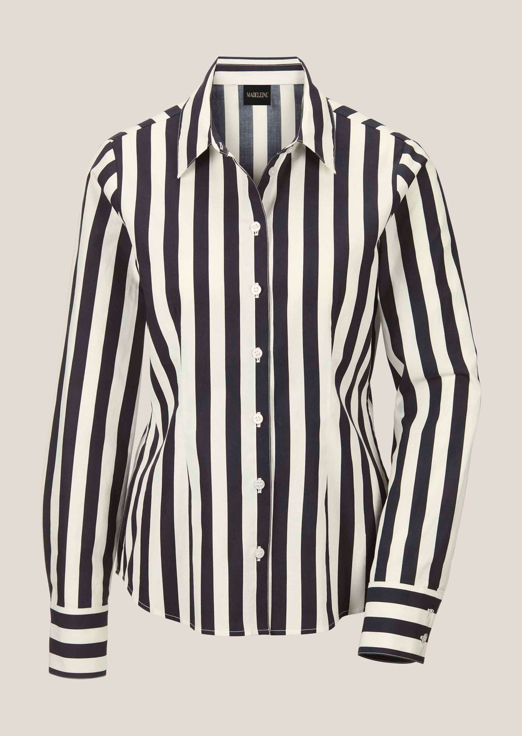 MADELEINE Langarmbluse "Bluse Gestreifte kontraststarke Hemdbluse"