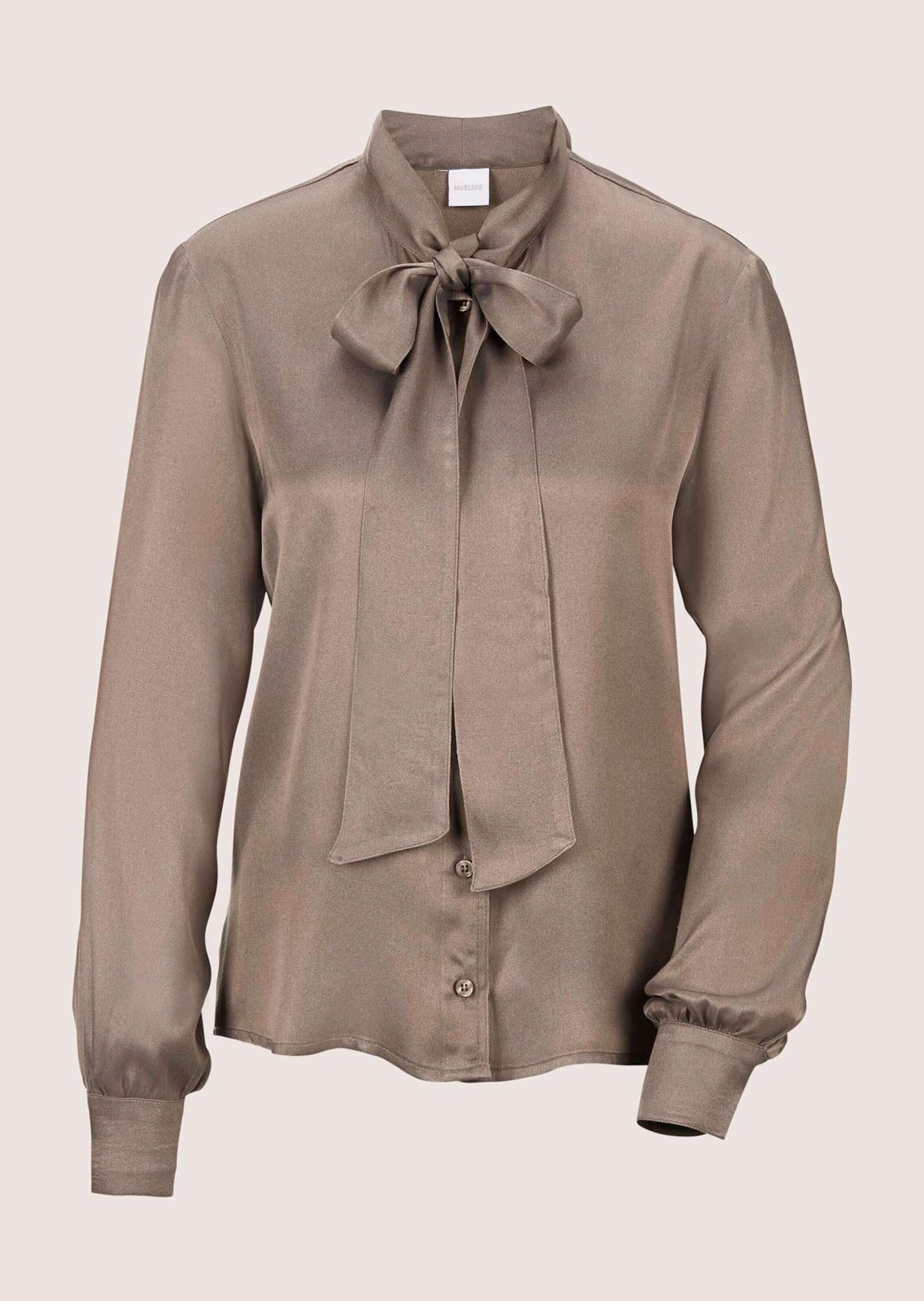 MADELEINE Langarmbluse "Bluse Satinbluse mit Schluppe"