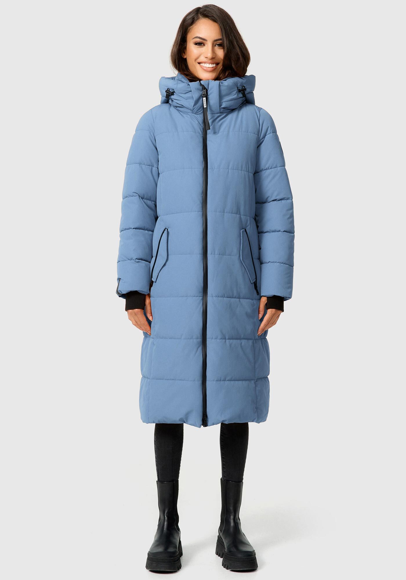 Marikoo Steppjacke "Zuraraa XVI" mit Kapuze langer Winter Mantel gesteppt