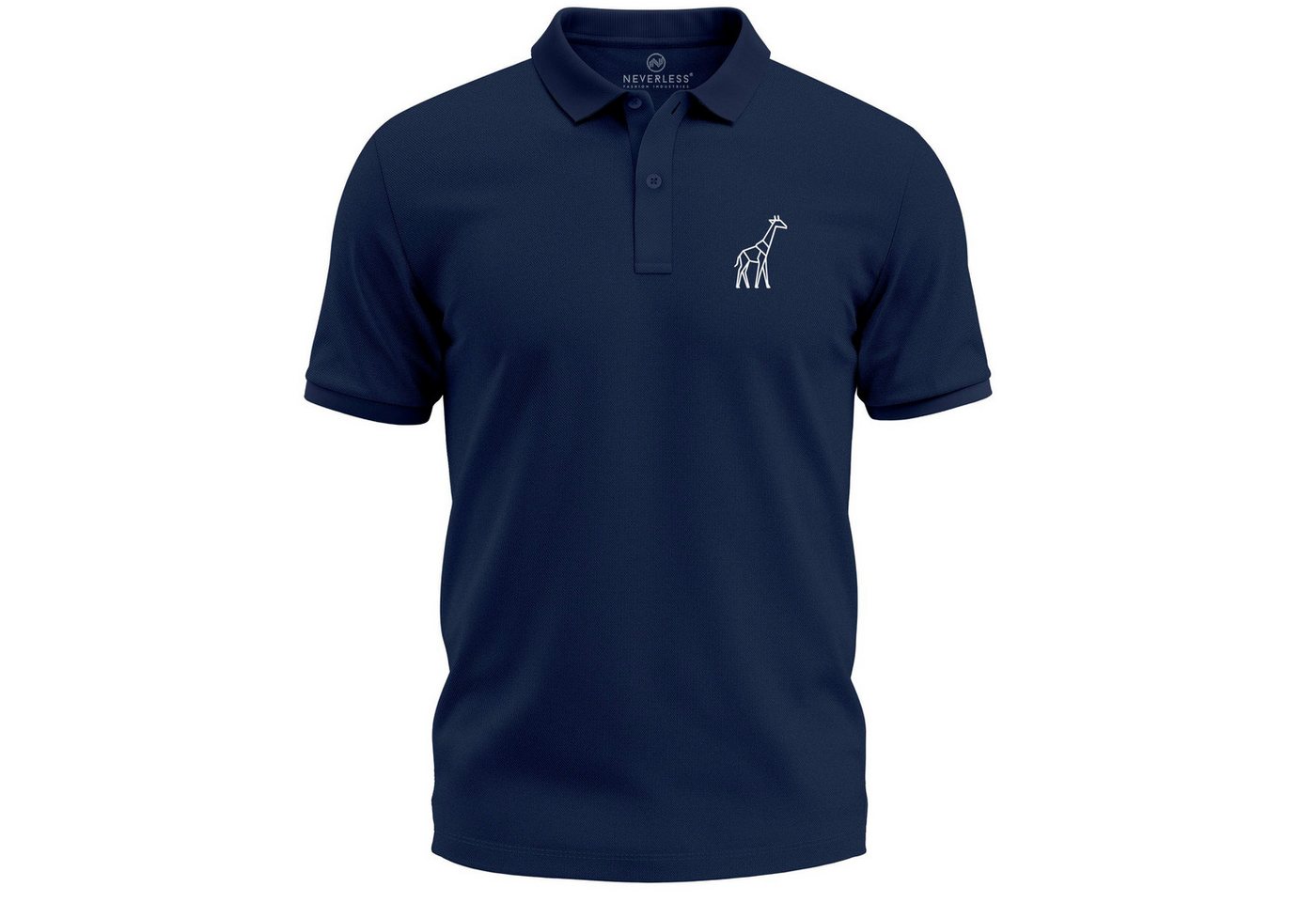 Neverless Poloshirt Poloshirt Herren Giraffe Tierlogo im Polygon-Stil - Kurzarm Polo mit Print