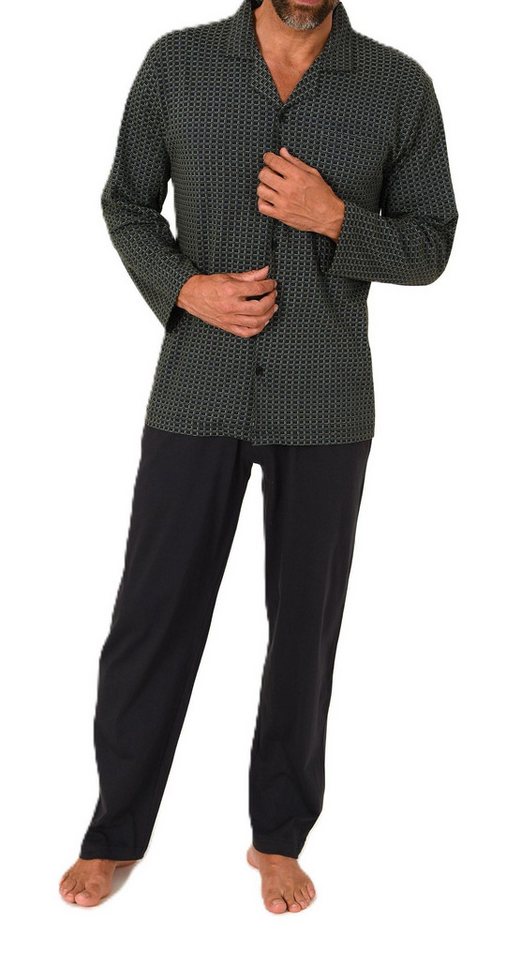 Normann Pyjama Herren Langarm Schlafanzug zum durchknöpfen, auch in Übergrössen