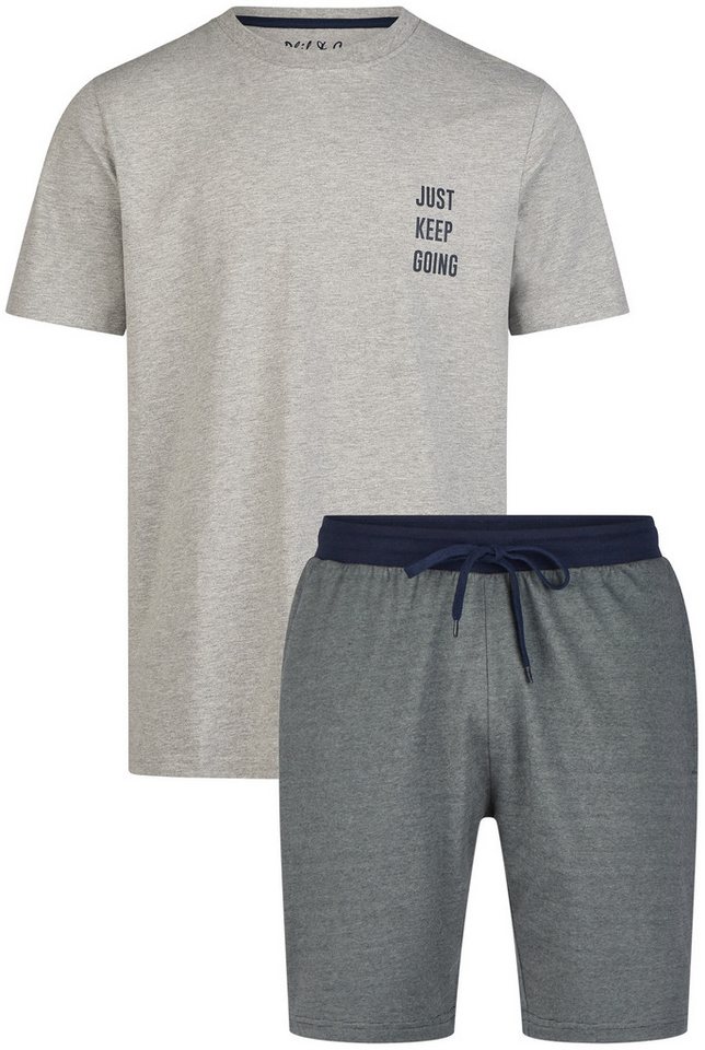 Phil & Co. Shorty Casual (Set, 2 tlg., 2-teilig) Herren Schlafanzug Pyjama kurz Baumwolle Kurzarm