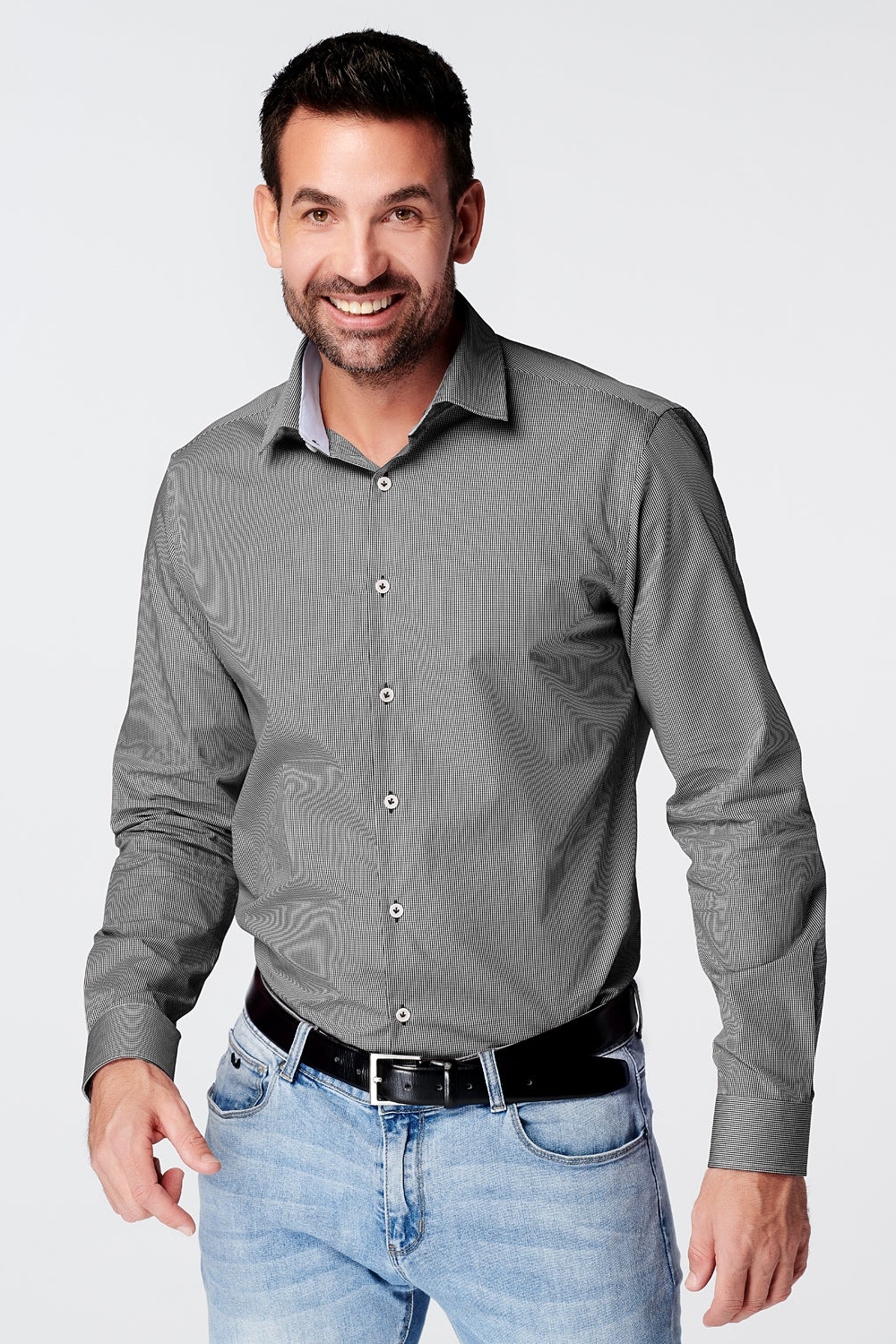 SKOT Herren vegan Hemd Slim Fit Checkered Schwarz