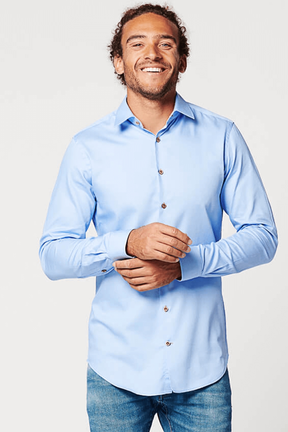 SKOT Herren vegan Hemd Slim Fit Circular Blue Contrast