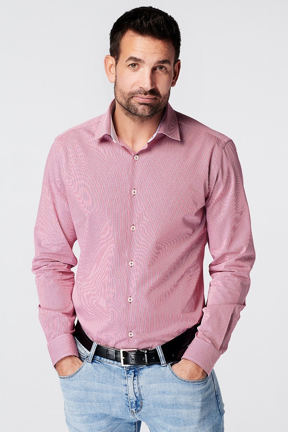 SKOT Herren vegan Hemd Slim Fit Kariert Rot