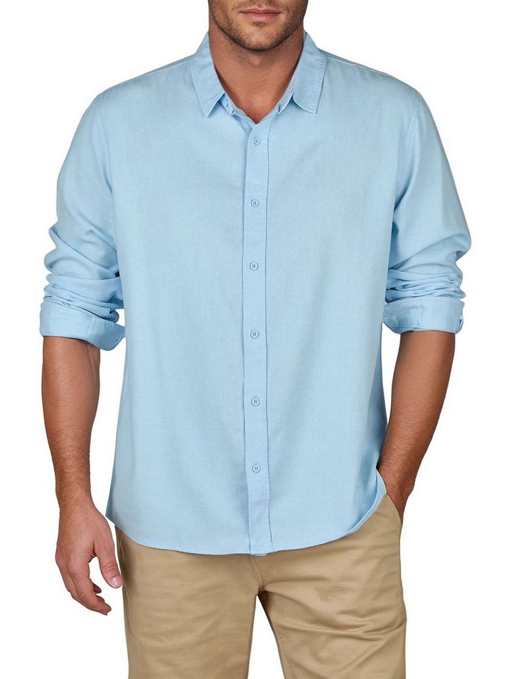 riverso Langarmhemd Herren Leinen Hemd RIVFabrizio Regular Fit (1-tlg)