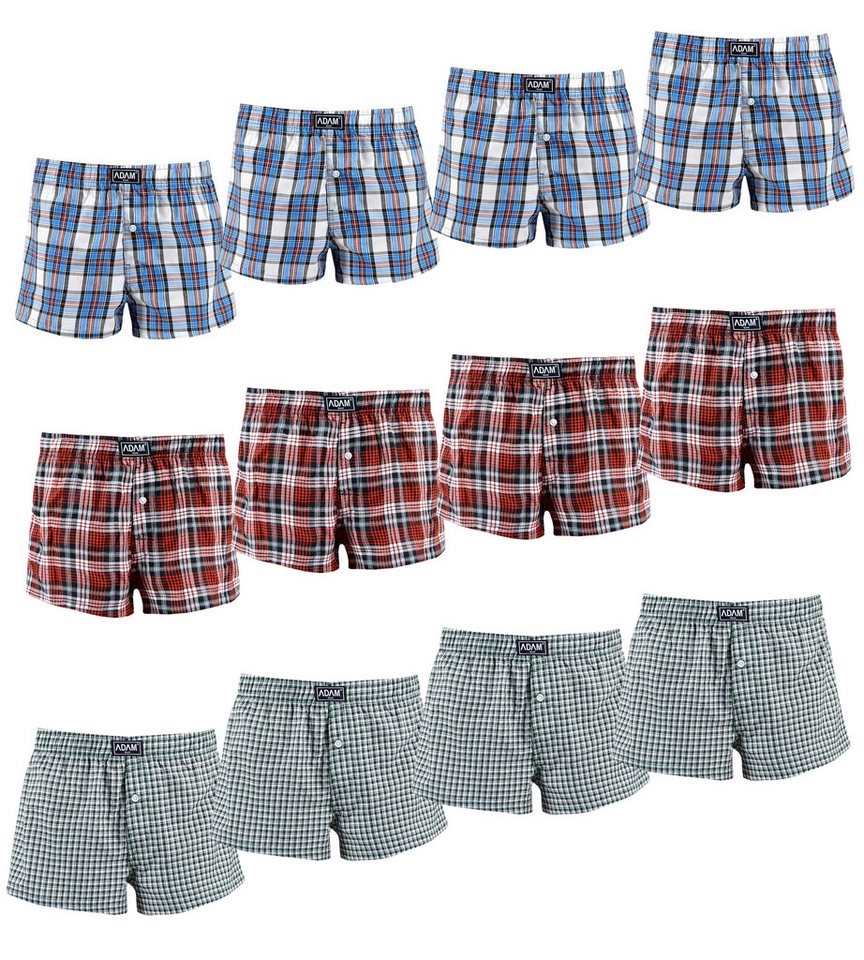 ADAM JEANS Webboxer Gewebte Boxershorts American Unterhosen Herren Boxershorts Kariert (12-St., 3er Set, 6er Set, 12er Set) Web Boxershorts Herren lockere Boxershorts Herren weit Männer Boxer