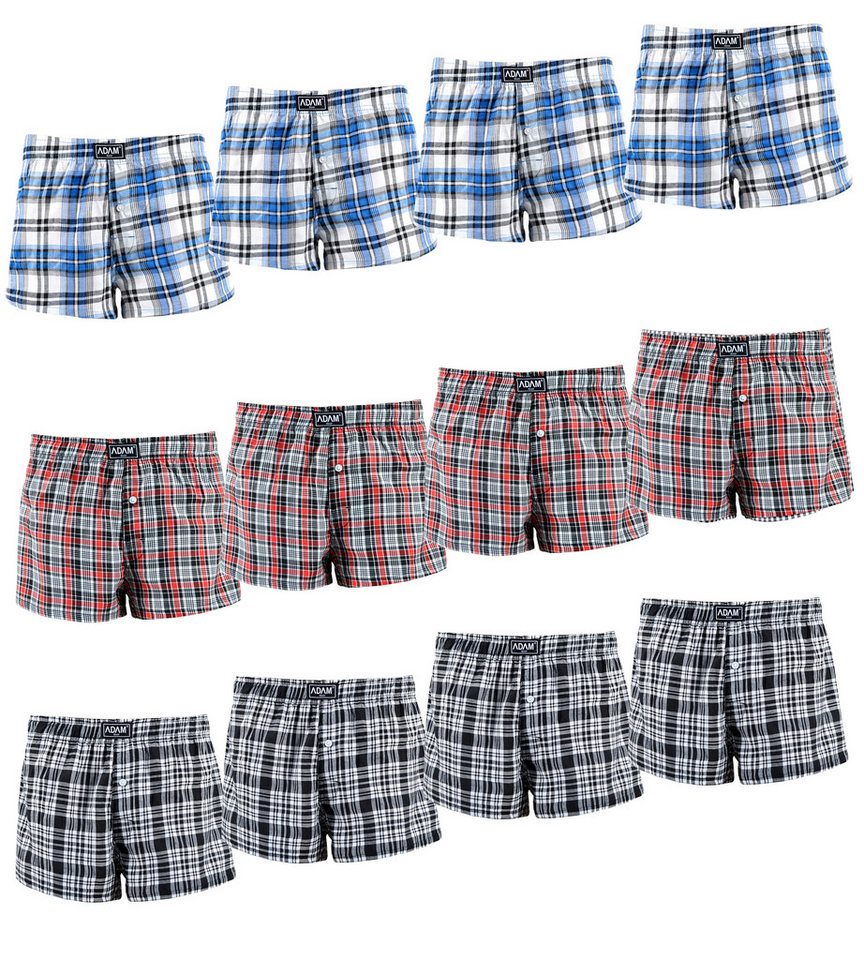 ADAM JEANS Webboxer Gewebte Boxershorts American Unterhosen Herren Boxershorts Kariert (12-St., 3er Set, 6er Set, 12er Set) Web Boxershorts Herren lockere Boxershorts Herren weit Männer Boxer