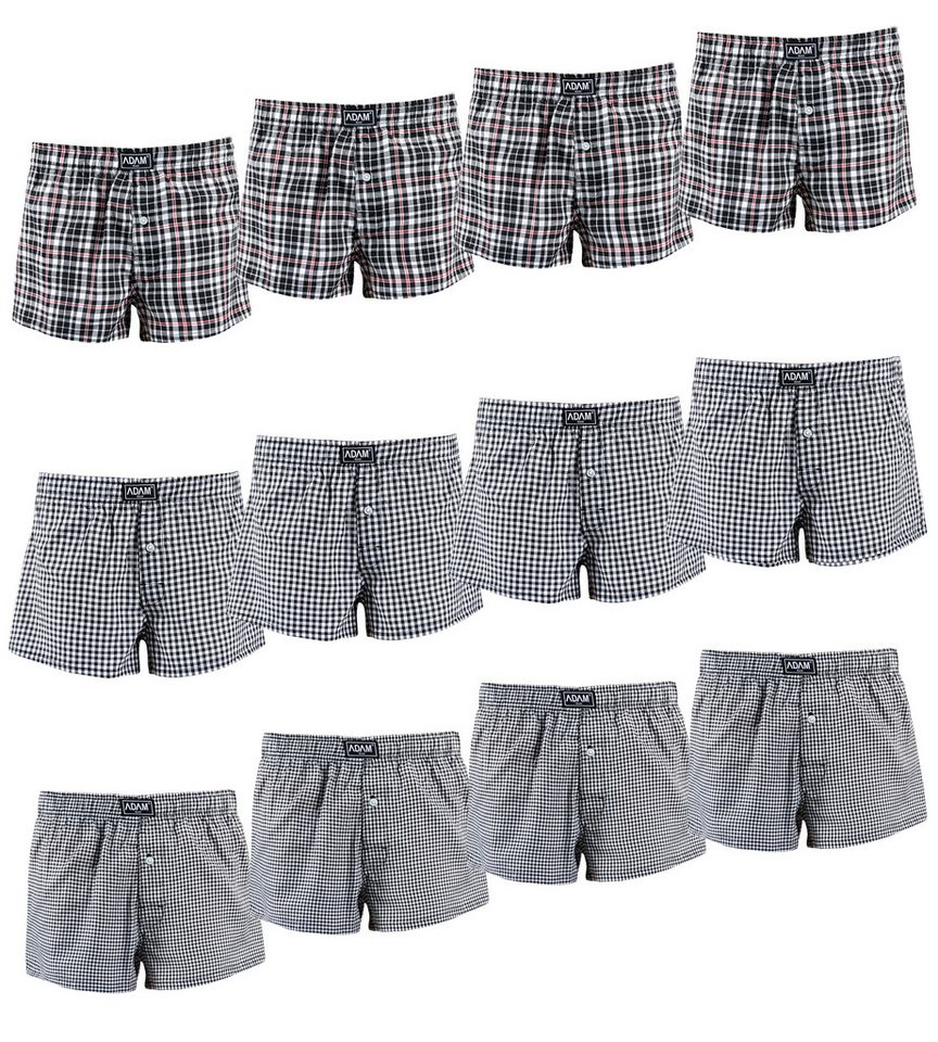 ADAM JEANS Webboxer Gewebte Boxershorts American Unterhosen Herren Boxershorts Kariert (12-St., 3er Set, 6er Set, 12er Set) Web Boxershorts Herren lockere Boxershorts Herren weit Männer Boxer