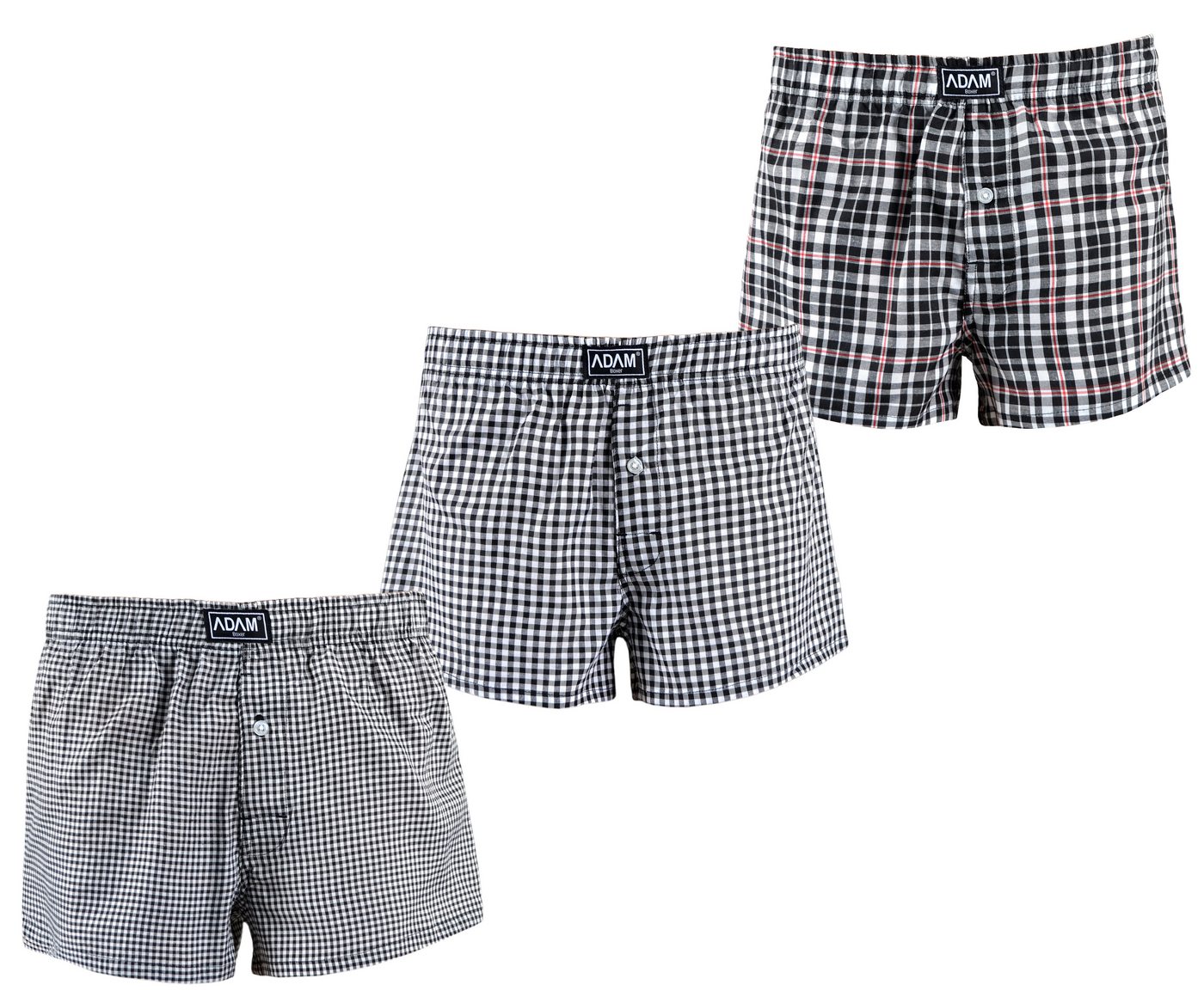 ADAM JEANS Webboxer Gewebte Boxershorts American Unterhosen Herren Boxershorts Kariert (3-St., 3er Set, 6er Set, 12er Set) Web Boxershorts Herren lockere Boxershorts Herren weit Männer Boxer