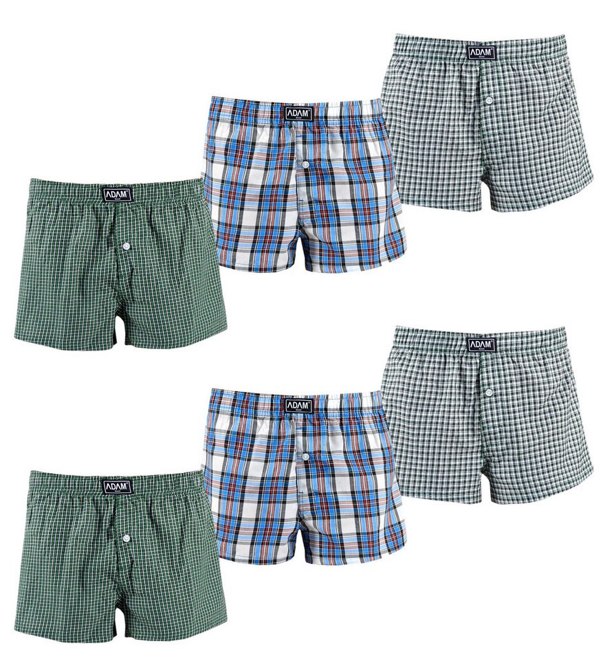 ADAM JEANS Webboxer Gewebte Boxershorts American Unterhosen Herren Boxershorts Kariert (6-St., 3er Set, 6er Set, 12er Set) Web Boxershorts Herren lockere Boxershorts Herren weit Männer Boxer