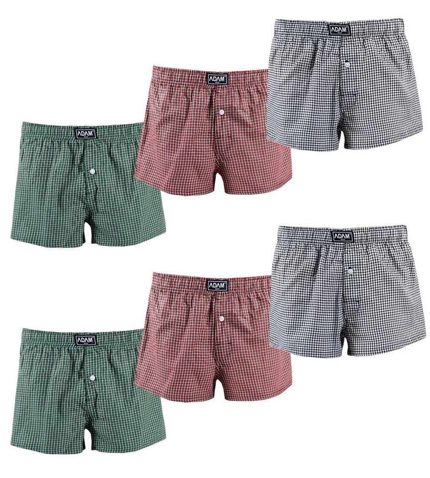 ADAM JEANS Webboxer Gewebte Boxershorts American Unterhosen Herren Boxershorts Kariert (6-St., 3er Set, 6er Set, 12er Set) Web Boxershorts Herren lockere Boxershorts Herren weit Männer Boxer