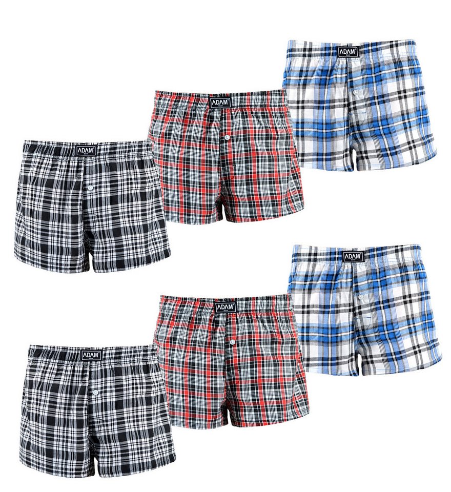 ADAM JEANS Webboxer Gewebte Boxershorts American Unterhosen Herren Boxershorts Kariert (6-St., 3er Set, 6er Set, 12er Set) Web Boxershorts Herren lockere Boxershorts Herren weit Männer Boxer