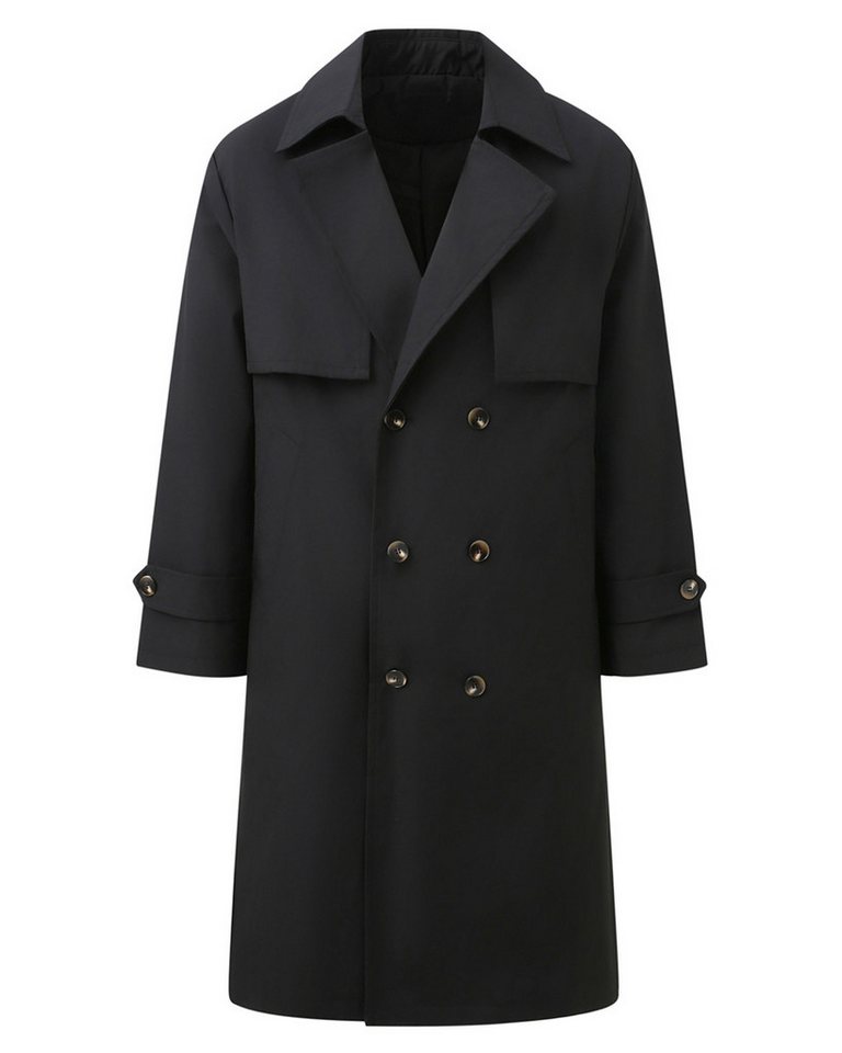 Allthemen Trenchcoat mit Gürtel Herren Langmantel zweireihig Mantel klassische Herbstjacke