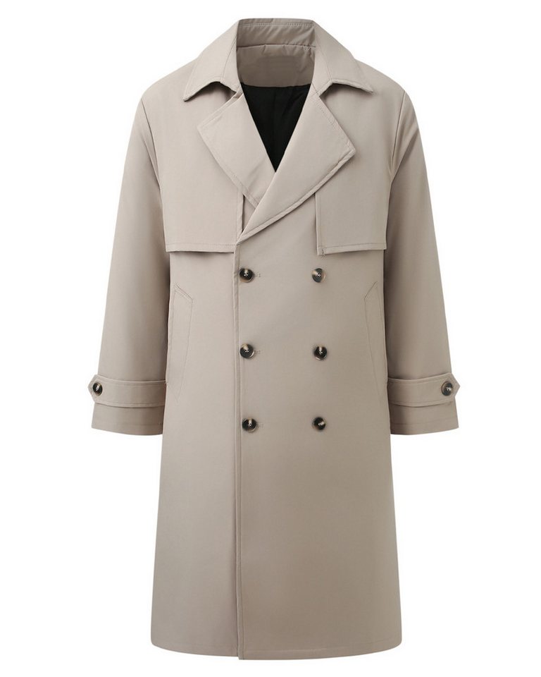 Allthemen Trenchcoat mit Gürtel Herren Langmantel zweireihig Mantel klassische Herbstjacke